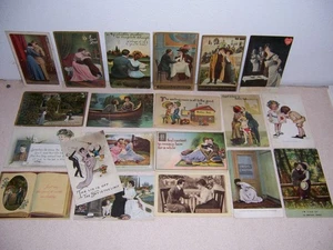 1908-1910s ANTIQUE VICTORIAN ROMANCE POSTCARD LOT of 20 DIFF. - Picture 1 of 1