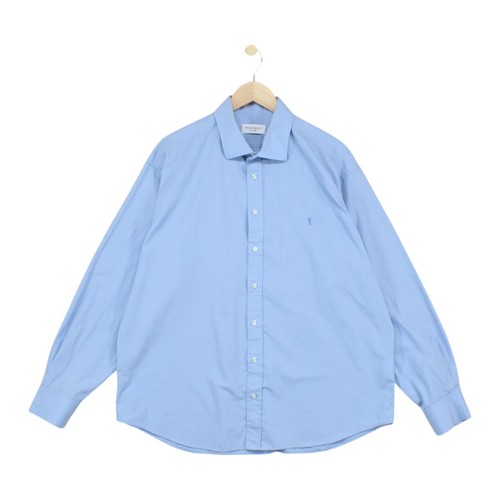 SAINT LAURENT (YSL) Camicia vintage Yves Saint Laurent uomo taglia 46 blu abito vestibilità regolare anni 90