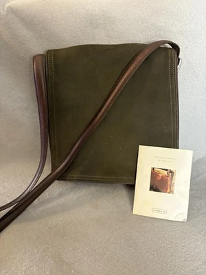 复古 Coach 包 Loden 绿色 Monterey 麂皮绒翻盖信使斜挎包 6148 — 第 1/4 张图片