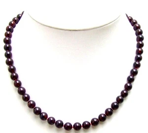 7-8mm Round Natural Garnet Necklace for Women Jewelry Stone Necklace 18" Chokers - Picture 1 of 3