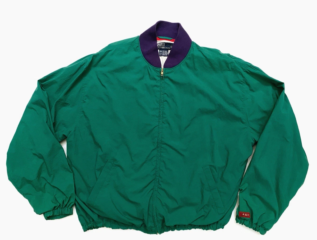 90s Polo Ralph Lauren Sport Full Zip Windbreaker Jacket Green XL