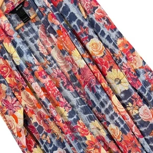 Ali Miles Women’s M Multicolor Floral Tie Dye Open Drape Cardigan Boho Art Top - Picture 1 of 11