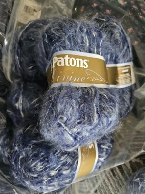 5 madejas Patons Divine Denim hilo azul lana mohair acrílico 6117 NUEVO stock antiguo Foto 1 de 3