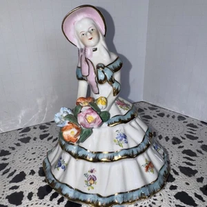 Beautiful Porcelain Young Victorian Girl Holding Flowers Figurine 6.5" tall - Picture 1 of 7