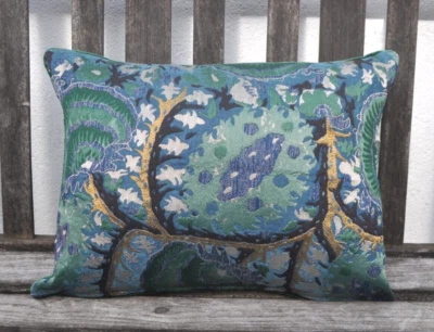 14 x 18" Jim Dickens style green blue gold black /green velvet - Image 1 of 3