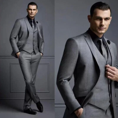 Men's Suits Formal Business Officer Jacket Pants Vest 3 Piece Set Groom Tuxedo - Image 1 of 4