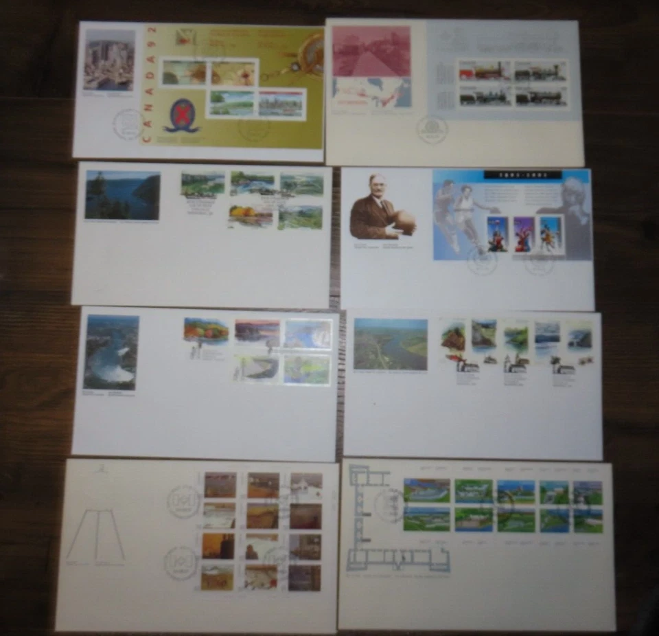8 Canada Lqrge Format FDC,s Souvenir Sheets & Booklet Panes - face value $18.25 - Image 1 of 4