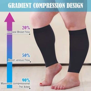 2PC Calf Sleeves Leg Support Compression Socks Running Shin Splint Varicose Vein - Picture 1 of 15