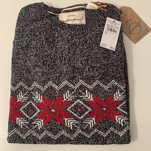Maglione uomo vintage resistente alle intemperie XL avorio navy marna girocollo vacanza fiocco di neve - Foto 1 di 12