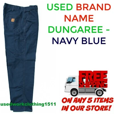Used Work Pants Cintas Redkap Unifirst G&K Carhartt Navy Blue Dungarees Cargo - Image 1 of 4