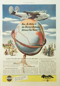 1945 Martin Aircraft Vintage Ad Airline is the shortest distance two points - Picture 1 of 1