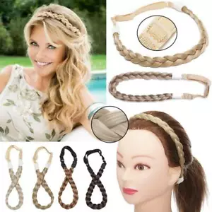 US Plaited Elastic Hair Braided Bands Braiding Lady Bosmia Braids Hairband 30cm - Picture 1 of 20