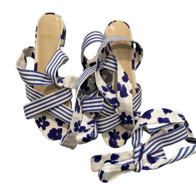 CAbi all tied up ankle wrap sandals 5 stripe floral print - Image 1 of 4