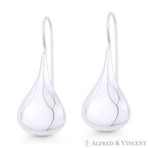 Pendientes colgantes de gancho huecos de 1,4" pulidos en plata esterlina 0,925 - Imagen 1 de 1
