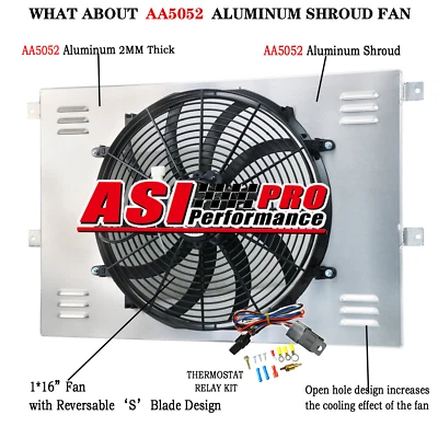 Aluminum Radiator Shroud Fan&Relay fit 1971-79 Dodge D100 D150 D200 W100 W150 V8 Foto 1 de 4