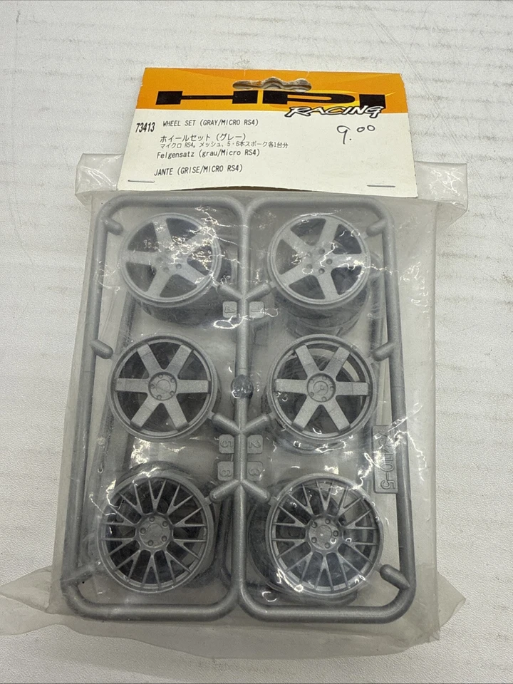 Vintage HPI Racing Micro RS4 Gray Wheel Set Part # 73413 B51 - Image 1 of 1