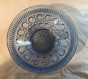 Vintage Blue Cut Glass Candy/Nut Dish-Golden Fancies-Diamond Cut Pattern No Lid - Picture 1 of 4