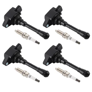 4pcs Ignition Coils + 4pcs Spark Plugs For Nissan Juke 1.6L L4 11-17 UF659 91215 - Foto 1 di 12