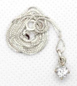 WHITE TOPAZ  PENDANT .925 S/S with 18" CHAIN SET 5MM Round (fully Faceted) NEW! - Picture 1 of 6