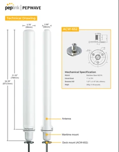 Peplink Maritime 40G 5G 4x Cellular 1x GPS Antenna - White - SMA male - Picture 1 of 3