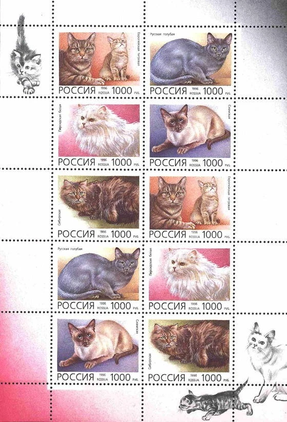 1996 Russia Domestic Cats MNH - Image 1 of 1