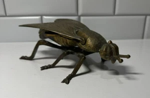 Vintage massiver Messing Insekten/Fliegen Aschenbecher Klappdeckel 60er MCM Made In Italy. - Bild 1 von 8