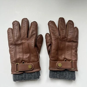 Polo Ralph Lauren Men's Brown Leather Driving Gloves Wool Lined Sz Small - Imagen 1 de 5