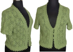 Lane Bryant Green Short Sleeve Lightweight Grandma Sweater Cardigan Plus 18-20 - Picture 1 of 9