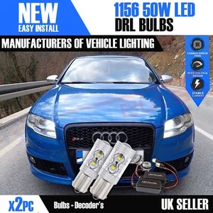 2 x P21W 1156 CANBUS NO ERROR Resistors 50w LED AUDI RS4 DRL S4 daytime - Picture 1 of 5