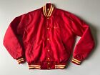 Vintage Red Bomber Jacket / Coat Sz S Satin Varsity Button Up "Bev" Stellar Engr