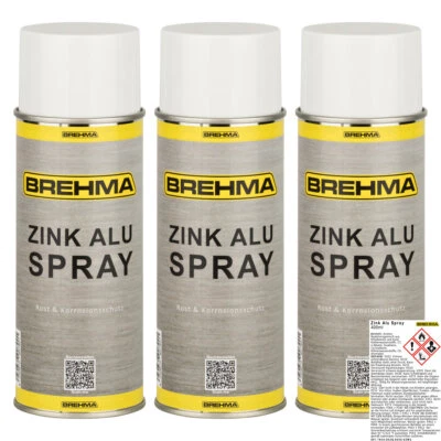 3x BREHMA Zink Alu spray hell Grundierung Korrosionsschutz bis 300°C 400ml - Bild 1 von 3