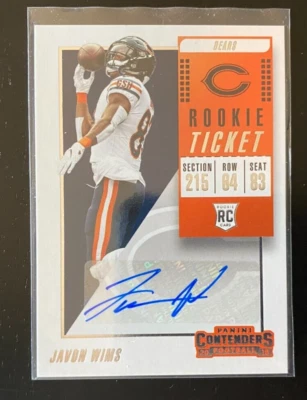 2018 Contenders Javon Wims Auto #218 RC Georgia Bulldogs Chicago Bears - Image 1 of 3