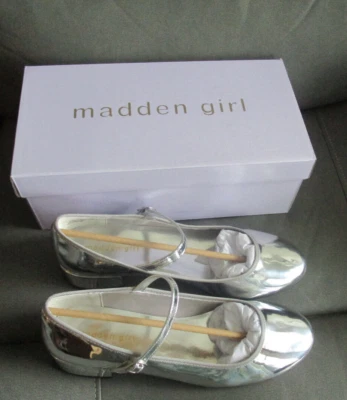 Madden Niña Tutú Plateado Metálico Vestido Fiesta Mary Janes Zapatos 9.5 M NUEVO Foto 1 de 4
