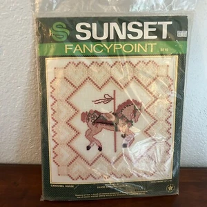Vintage 1986 Sunset Fancypoint CAROUSEL HORSE Needlework Kit #6519 ~ New NOS - Picture 1 of 3
