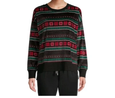 Secret Treasures Women's Sleepwear Top Velour Long Sleeve size Large Black New - Image 1 of 4