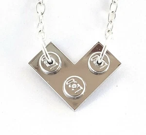 Heart Necklace made with Silver Colour LEGO Bricks valentines day gift Love tiny - Picture 1 of 4