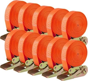 10 Stück Spanngurte Zurrgurte Ratschengurte 800Kg 6M. Orange B-25mm Zurrgurt-Set - Bild 1 von 8