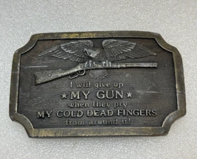 1977 Renunciaré a mi arma cuando la saquen de la hebilla de cinturón Indiana Metal Craft Foto 1 de 4