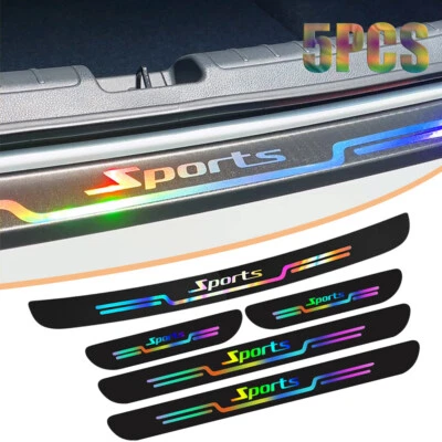 5Pcs Laser Sports Car Rear Bumper Guard Sticker Trunk Protector Trim Accessories Foto 1 de 4