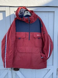 Vntg Tommy Hilfiger Jeans Windbreaker Jacket Hoodie Insulated Pullover Anorak XL - Picture 1 of 22