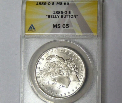 ANACS MS65 1885-O Morgan Silver Dollar Gem BU Uncirculated Belly Button Variety - Image 1 of 4