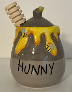 Disney Winnie The Pooh HUNNY Honey Pot Jar w/ Honey Comb 5" Tall New - Picture 1 of 5