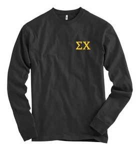 Sigma Chi Bella + Canvas schwarz Langarm T-Shirt Sig Chi EX Buchstaben *NEU* - Bild 1 von 1