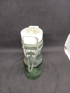 Bouteille bocal conserves L'idéale verre vert bullé bouchon porcelaine - Picture 1 of 4