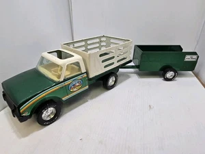 VTG Nylint Farms Diecast Green and White Stake Truck Luv Diesel w\ Trailer - Picture 1 of 16