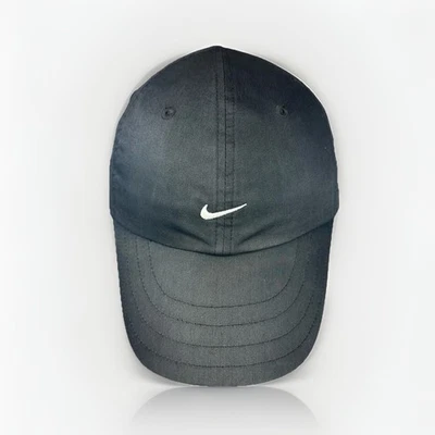 Vintage Nike Running Hat Y2K Black Canvas Strap Back Cap - Image 1 of 4