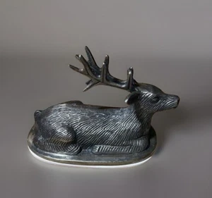 Rare Pottery Barn Pewter Deer Butter Dish - Picture 1 of 12