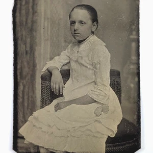 Tintype Photo Victorian Girl ID'd Lizzie Crutts - Picture 1 of 6