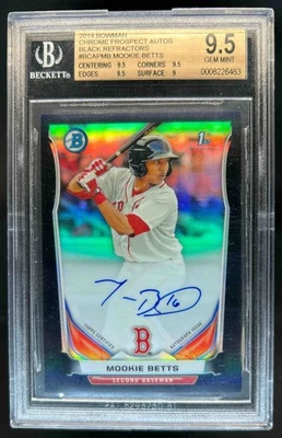 Bowman Mookie Betts 2014 cromo automático primer refractor negro RC #34/99 BGS 9,5/10 Foto 1 de 2