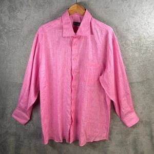 St. Croix Shirt XXL Linen Button Down Long Sleeve Made Italy Resort Vacation - Picture 1 of 7